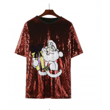 Sequin Dress - Christmas Red Santa Face (One Size)